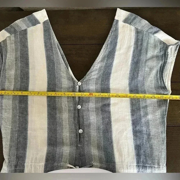Cloth & Stone women’s sleeveless striped Linen Blend Cropped Jumpsuit Size S - Picture 9 of 16